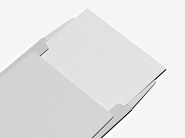 Envelope cinza em branco com folha de papel. Renderização 3d — Fotografia de Stock