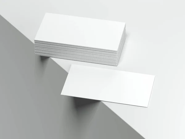 Puste, białe wizytówki. renderowania 3D — Zdjęcie stockowe