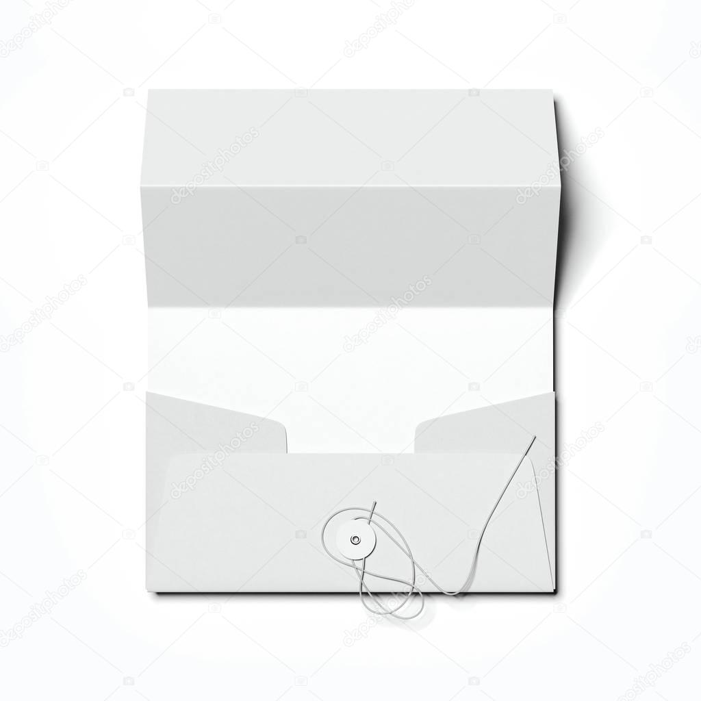 Stylish envelope and folded white sheet of paper. 3d rendering