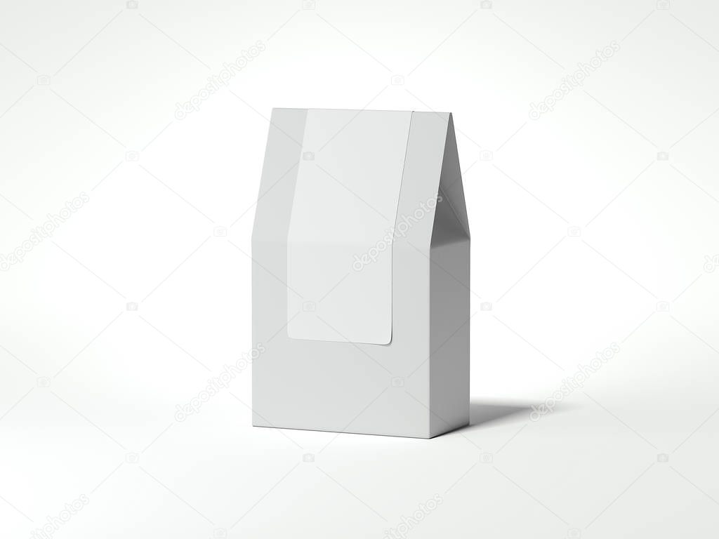White package with blank sticker. 3d rendering