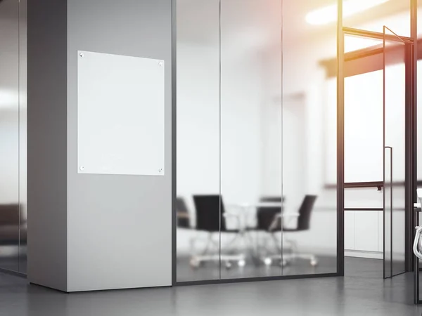 Signboard at the office with glass partitions. 3d rendering — Stock Photo, Image