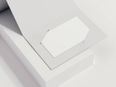 Açılan broşür kartvizit ile. 3D render