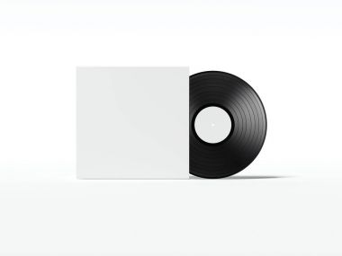 Müzik plakalı beyaz kapak paket. 3D render