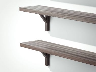 Beyaz duvardaki iki shalves. 3D render