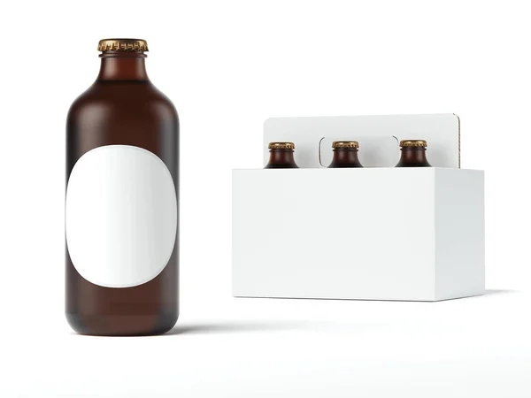 Round bottle with blank label. 3d rendering — Stock Photo, Image