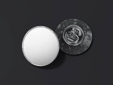 Round lapel pin with black blank face. 3d rendering clipart