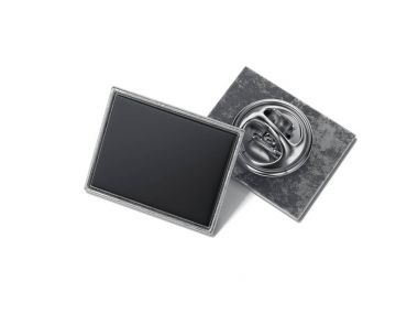 Square lapel pin with black blank face. 3d rendering clipart