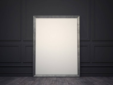 Vintage iç klasik resim çerçevesi. 3D render