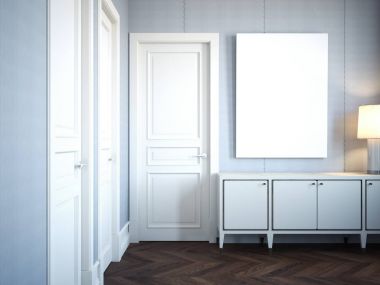 Boş poster duvara. 3D render