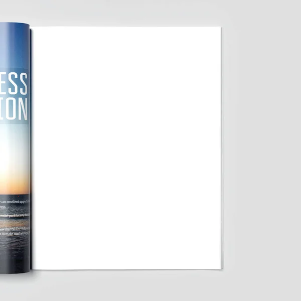 Revista con página blanca en blanco. renderizado 3d — Foto de Stock
