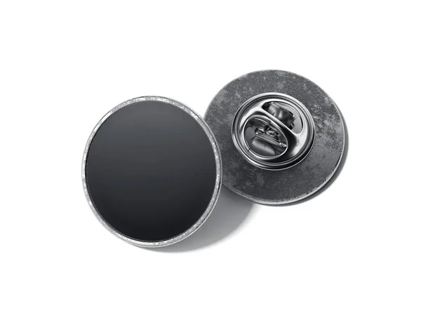 Runde Anstecknadel mit schwarzem blankem Gesicht. 3D-Darstellung — Stockfoto