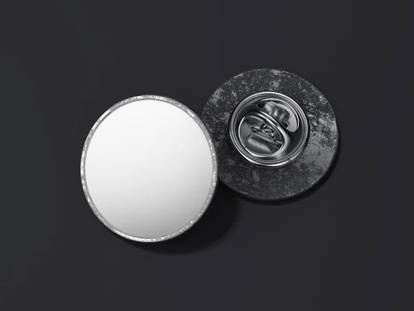 Round lapel pin with black blank face. 3d rendering — Stock Photo, Image