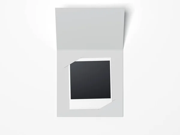 Серый буклет с фотографией внутри. 3d-рендеринг — стоковое фото