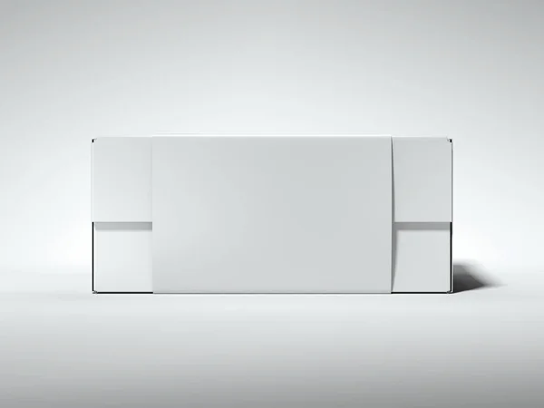 Caixa branca com etiqueta branca. Renderização 3d — Fotografia de Stock
