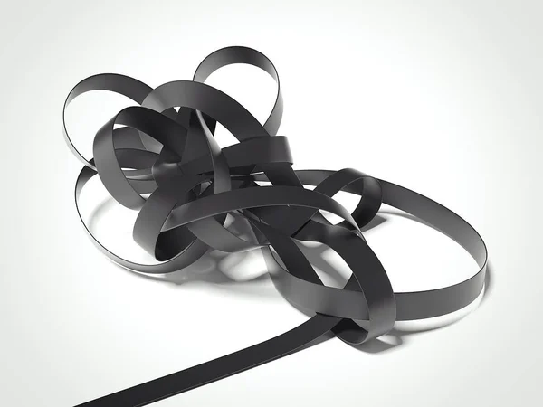 Μαύρο μπερδεμένα κορδέλα. 3D rendering — Φωτογραφία Αρχείου