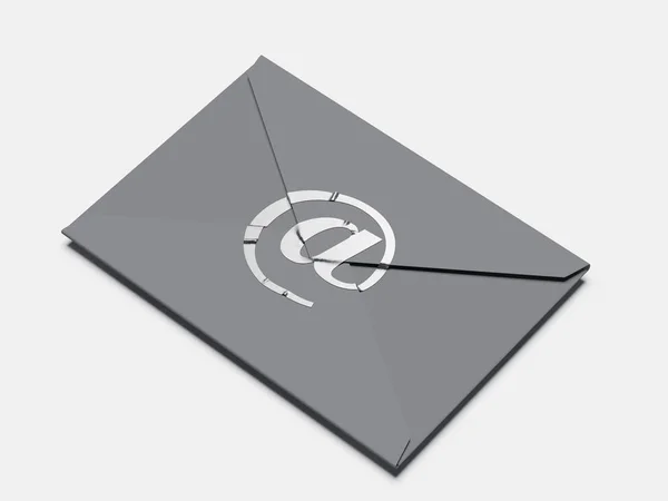 Enveloppe grise avec au signe. Rendu 3d — Photo