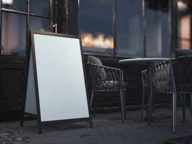 Ahşap tahta gece sokak Restoran menüsünde için. 3D render