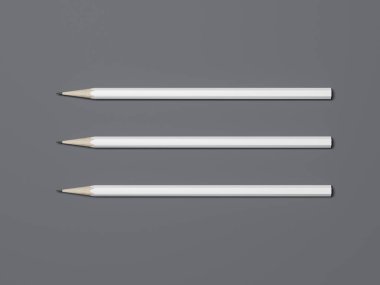 Üç beyaz kalem. 3D render