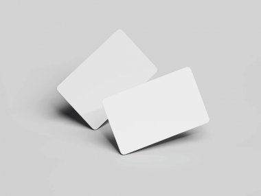 Yuvarlak köşelere sahip iki beyaz iş kartları. 3D render