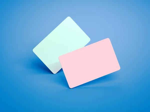 Δύο χρωματιστά επαγγελματικές κάρτες με στρογγυλές γωνίες. 3D rendering — Φωτογραφία Αρχείου