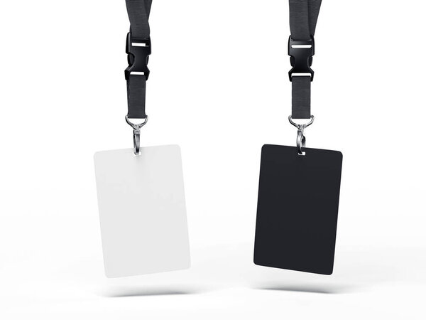 Black and white badges. 3d rendering