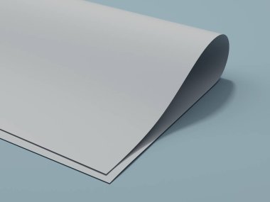 Gri kağıt sayfası katlanmış. 3D render