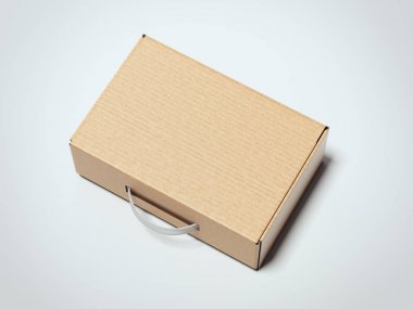 Kahverengi kutu paket şeffaf saplı. 3D render