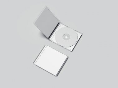 Açık ve kapalı beyaz disk paketleri. 3D render