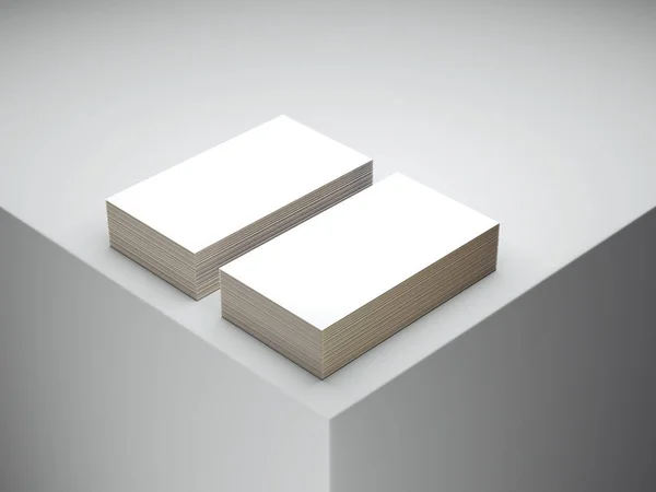 Duas pilhas de cartões brancos. Renderização 3d — Fotografia de Stock