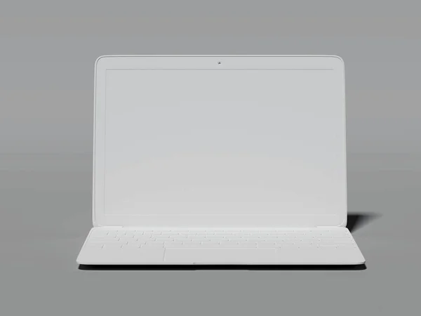 Mockup van grijze laptop. 3D-rendering — Stockfoto