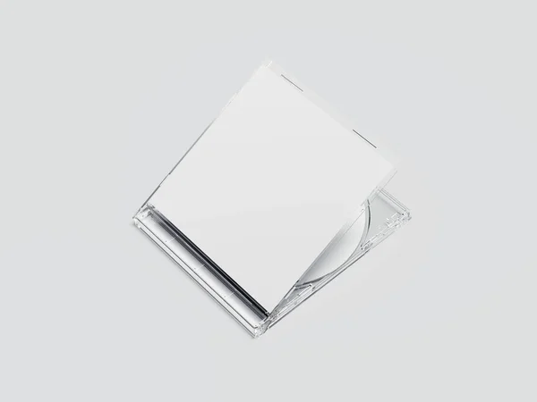 Disco bianco con pacchetto trasparente ed etichetta vuota. rendering 3d — Foto Stock