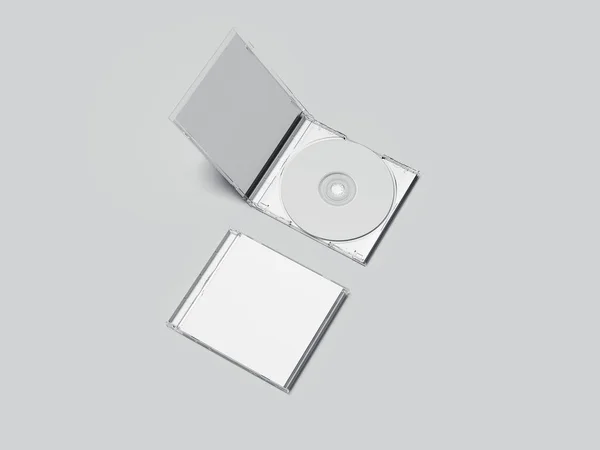 Açık ve kapalı beyaz disk paketleri. 3D render — Stok fotoğraf
