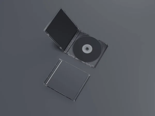 Πακέτα που ανοίγουν και κλείνουν Μαύρος δίσκος. 3D rendering — Φωτογραφία Αρχείου