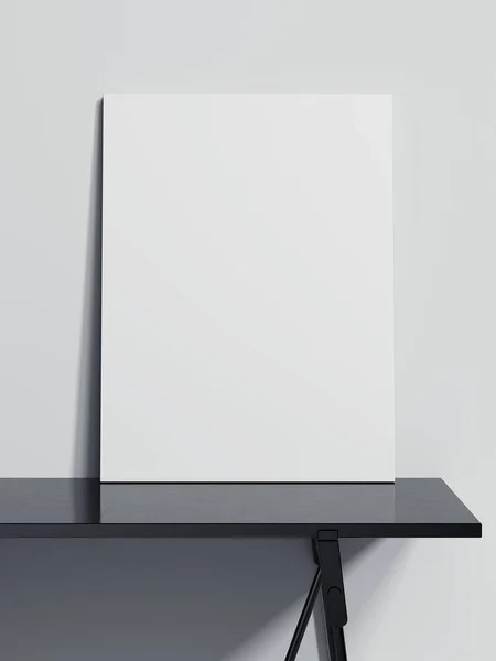 Blank canvas on the black table. 3d rendering — Stock Photo, Image