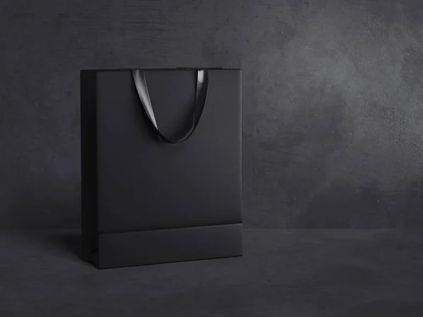 Black blank shopping bag. 3d rendering — Stock Photo, Image