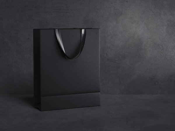 Black blank shopping bag. 3d rendering