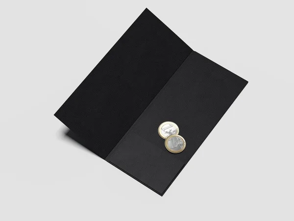 Porta banconote in pelle nera. rendering 3d — Foto Stock