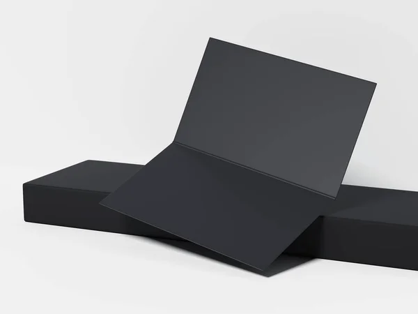 Μαύρο άνοιξε leafler στο σκοτάδι πλαίσιο. 3D rendering — Φωτογραφία Αρχείου