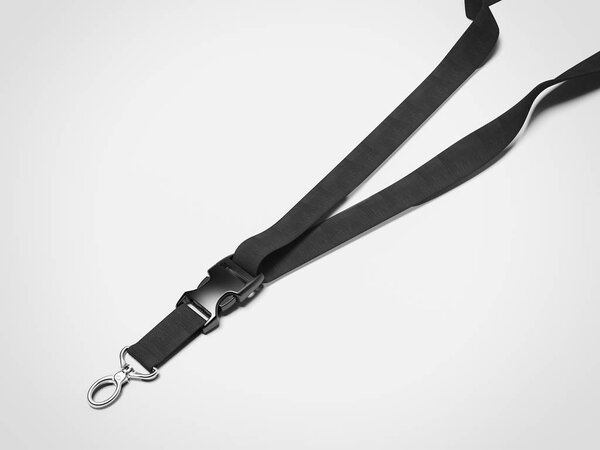 Black lanyard with metal. 3d rendering