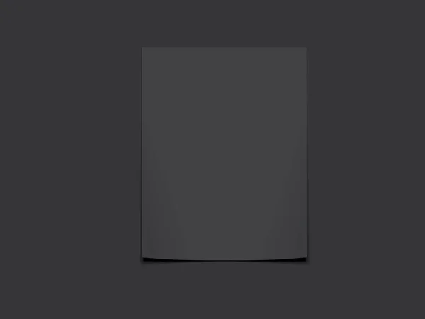 Leeres schwarzes Papierblatt mit Schatten. 3D-Darstellung — Stockfoto
