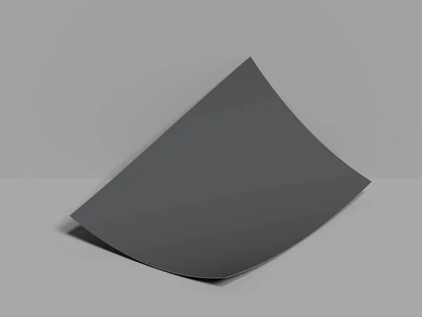 Svart blank tvinnade papper ark. 3D-rendering — Stockfoto