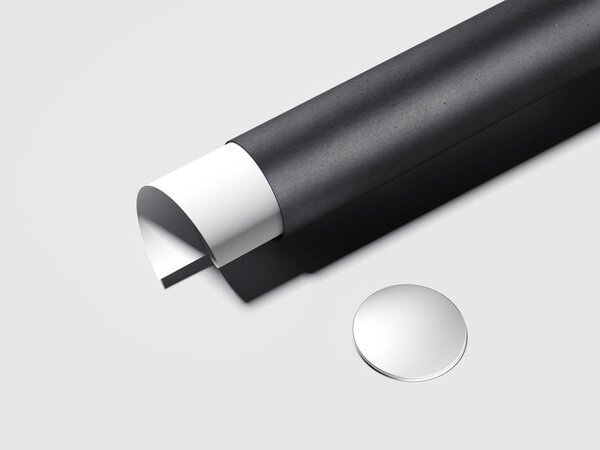 Черная трубка с белым крученым листом бумаги. 3d-рендеринг
