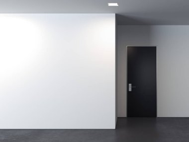 Beyaz duvarları, 3d render ile modern parlak Oda