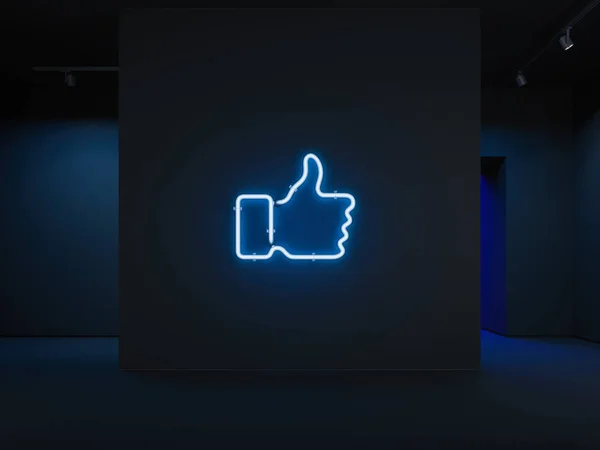 Light blue electrical thumb up symbol, 3d rendering — Stock Photo, Image