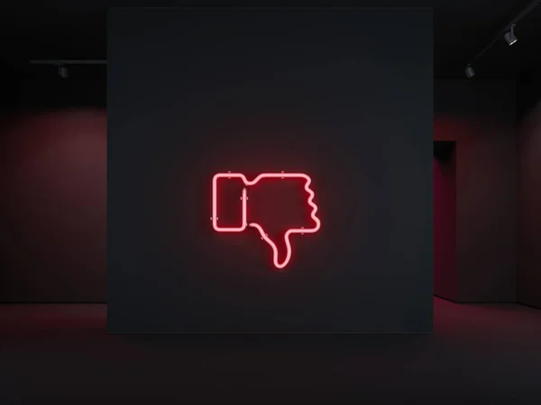Красный электрический палец вниз символ на стене, 3D рендеринг — стоковое фото
