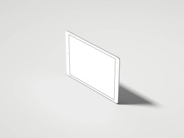 Beyaz ekran, 3d render ile gerçekçi beyaz tablet