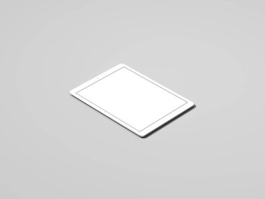 Beyaz ekran, 3d render ile gerçekçi beyaz tablet