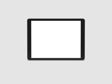 Beyaz ekran, 3d render ile gerçekçi siyah tablet