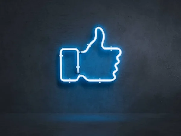 Light blue electrical thumb up symbol, 3d rendering — Stock Photo, Image