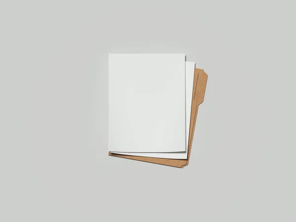 Kartonnen omslag met papier, 3D-rendering — Stockfoto